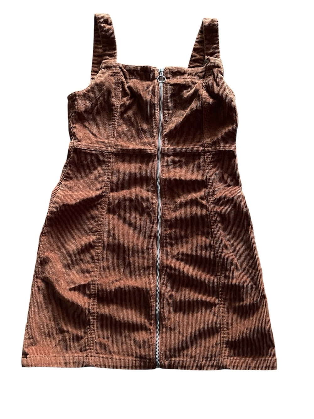 Denim and Co. Womens Brown Cotton Mini Dress grunge 90s Y2K Style with Front Zip